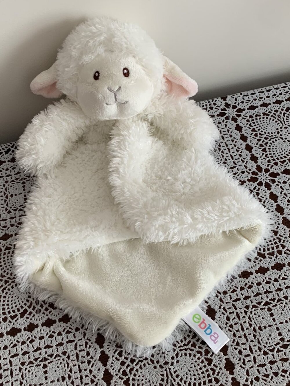 Ebba Aurora White Lamb Lovey Security Blanket Baby Blankie Soothing 12 Inch